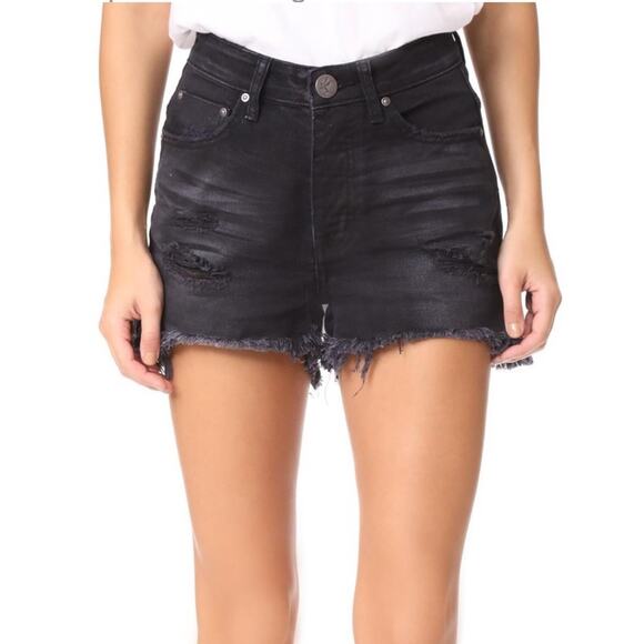 One X OneTeaspoon Black Hawks Denim Shorts Size 24 - Picture 3 of 11